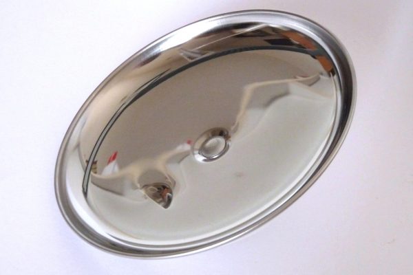 百均浪漫◆セリア・エコー金属 ステンレス製 親子鍋用蓋 16cm。フタ内側。