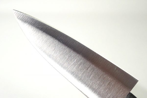 百均浪漫◆エコー金属 小出刃包丁（両刃）。本体詳細写真。片刃ではなく両刃。